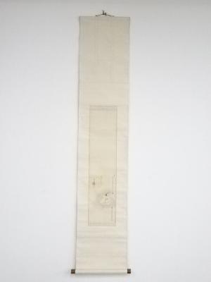 東洲筆　靖国神社　肉筆絹本掛軸（保護箱）